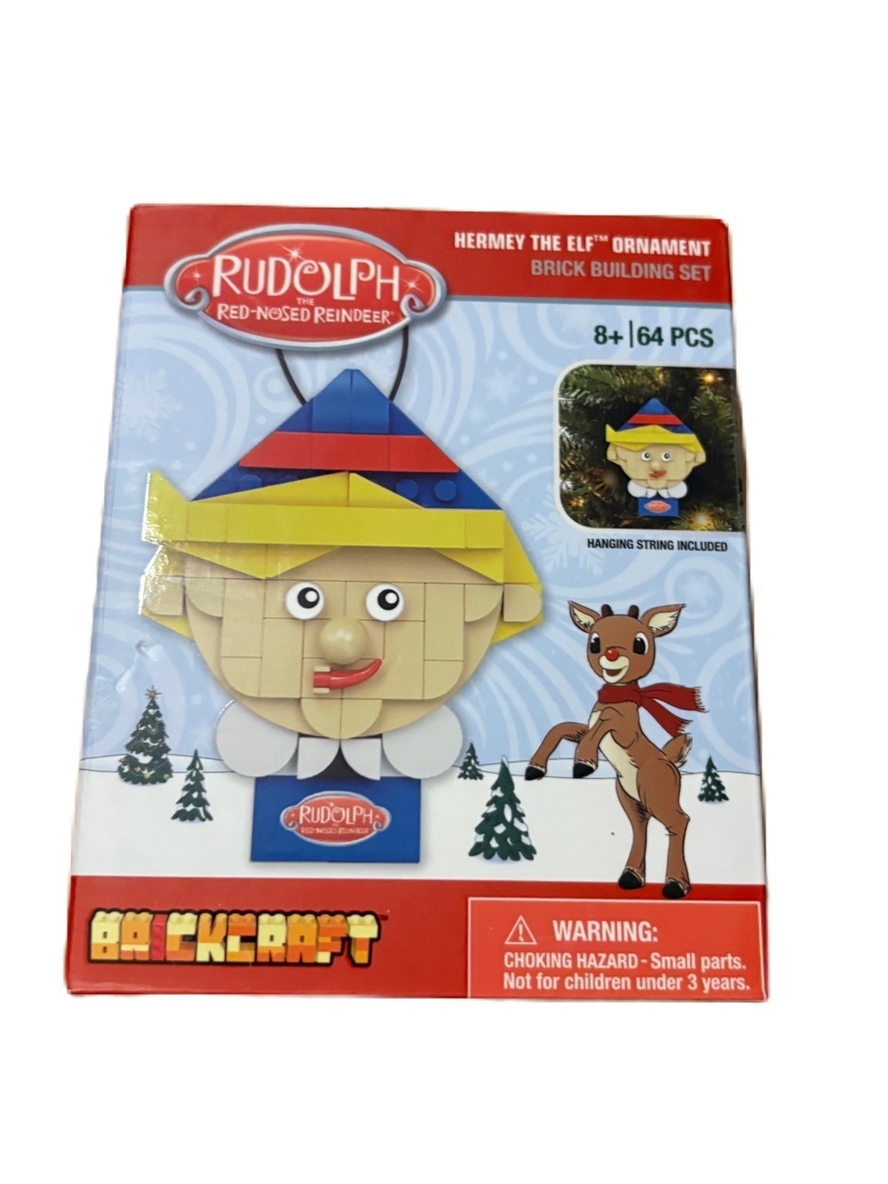 Rudolph Hermey the Elf Brick Building Set - Yellow & Blue Ornament NEW Christmas